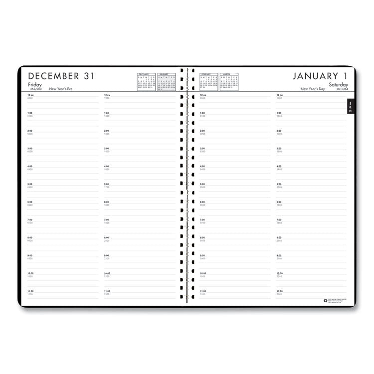 24/7 Recycled Daily Appointment Book/Monthly Planner, 10 x 7, Black Cover, 12-Month (Jan to Dec): 2025