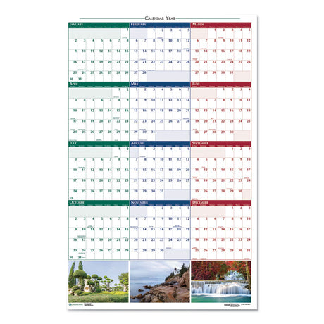 Earthscapes Recycled Reversible/Erasable Yearly Wall Calendar, Nature Photos, 32 x 48, White Sheets, 12-Month (Jan-Dec): 2025