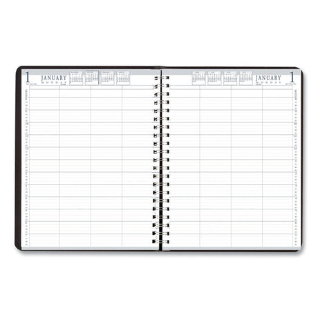 Eight-Person Group Practice Daily Appointment Book, 11 x 8.5, Black Cover, 12-Month (Jan to Dec): 2025