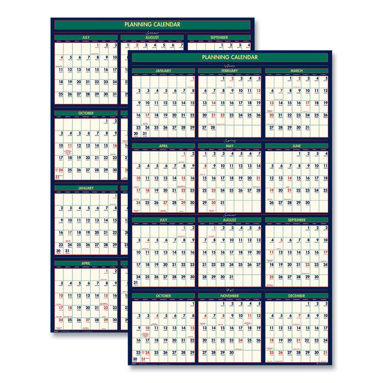 Four Seasons Business/Academic Recycled Wall Calendar, 24 x 37, 12-Month (July-June): 2024-2025, 12-Month (Jan to Dec): 2025