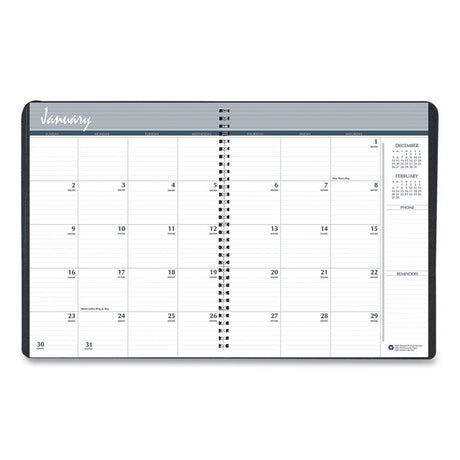 Monthly Hard Cover Planner, 11 x 8.5, Black Cover, 14-Month: Dec 2024 to Jan 2026