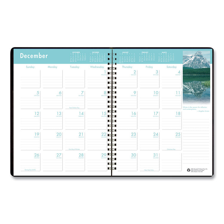 Earthscapes Recycled Ruled Monthly Planner, Landscapes Color Photos, 11 x 8.5, Black Cover, 14-Month: Dec 2024 to Jan 2026