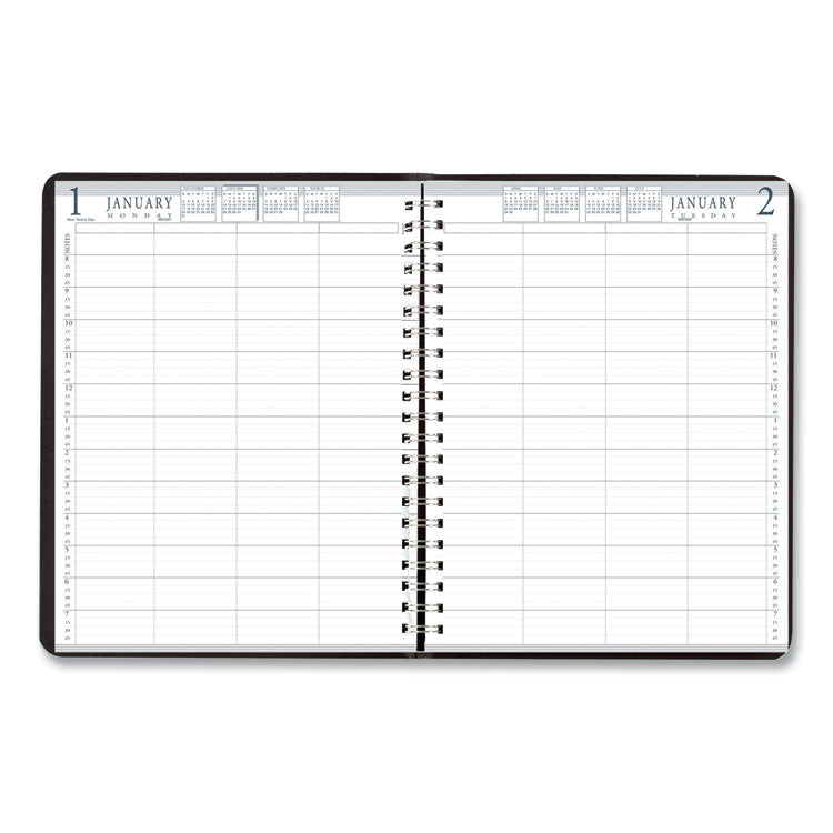 Executive Series Four-Person Group Practice Daily Appointment Book, 11 x 8.5, Black Hard Cover, 12-Month (Jan to Dec): 2025