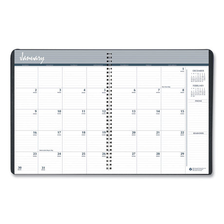 Monthly Hard Cover Two-Year Planner, 11 x 8.5, Black Cover, 24-Month: Jan 2025 to Dec 2026