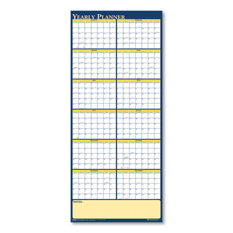 Recycled Reversible Yearly Wall Planner, 60 x 26, White/Blue/Yellow Sheets, 12-Month (Jan to Dec): 2025