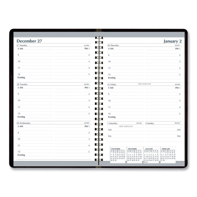 Recycled Weekly Appointment Book, 8 x 5, Black Cover, 12-Month (Jan to Dec): 2025