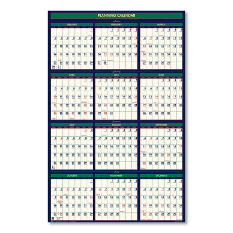 Four Seasons Business/Academic Recycled Wall Calendar, 24 x 37, 12-Month (July-June): 2024-2025, 12-Month (Jan to Dec): 2025