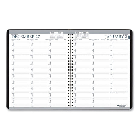 Recycled Professional Weekly Planner, 15-Minute Appts, 11 x 8.5, Black Wirebound Soft Cover, 24-Month: Jan 2025 to Dec 2026