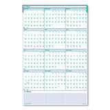 Express Track Recycled Reversible/Erasable Yearly Wall Calendar, 24 x 37, White/Teal Sheets, 12-Month (Jan to Dec): 2025