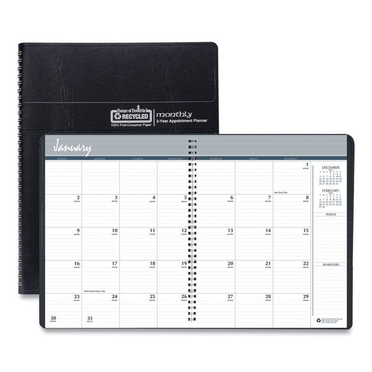 24-Month Recycled Ruled Monthly Planner, 11 x 8.5, Black Cover, 24-Month: Jan 2025 to Dec 2026