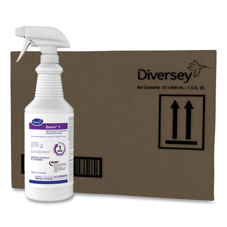 Oxivir 1 RTU Disinfectant Cleaner, 32 oz Spray Bottle, 12/Carton