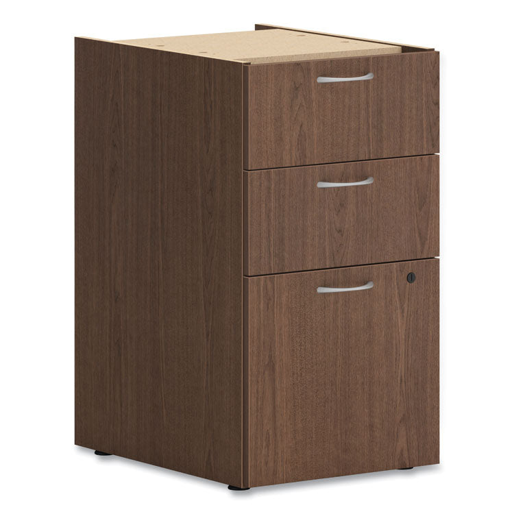 Mod Support Pedestal, Left or Right, 3-Drawers: Box/Box/File, Legal/Letter, Sepia Walnut, 15  x 20  x 28