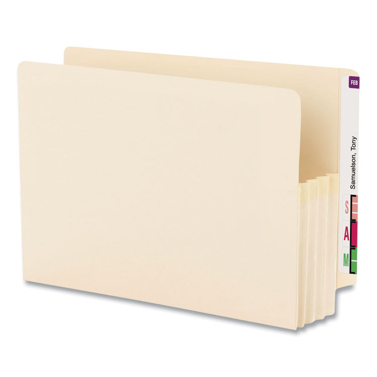 Manila End Tab File Pockets, 3.5" Expansion, Legal Size, Manila, 25/Box