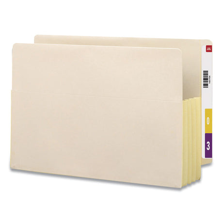 Manila End Tab File Pockets with Tyvek-Lined Gussets, 3.5" Expansion, Legal Size, Manila, 10/Box