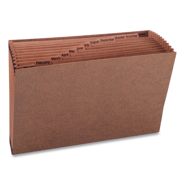 TUFF Expanding Open-Top Stadium File, 12 Sections, 1/12-Cut Tabs, Legal Size, Redrope