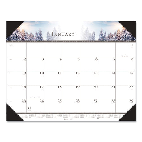 Recycled Full-Color Monthly Desk Pad Calendar, Nature Photography, 22 x 17, Black Binding/Corners,12-Month (Jan to Dec): 2025