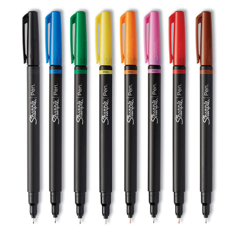 Art Pen Porous Point Pen with Hard Case, Stick, Fine 0.4 mm, Assorted Ink and Barrel Colors, 8/Pack