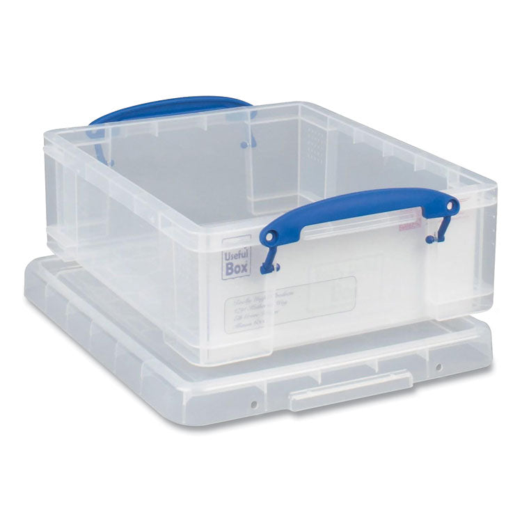 Snap-Lid Storage Bin, 2.14 gal, 11  x 14  x 5 , Clear/Blue, 5/Pack