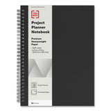 Wirebound Soft-Cover Project-Planning Notebook, 1-Subject, Project-Management Format, Black Cover, (80) 9.5 x 6.5 Sheets