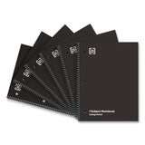 One-Subject Notebook, Medium/College Rule, Black Cover, (70) 10.5 x 8 Sheets, 6/Pack