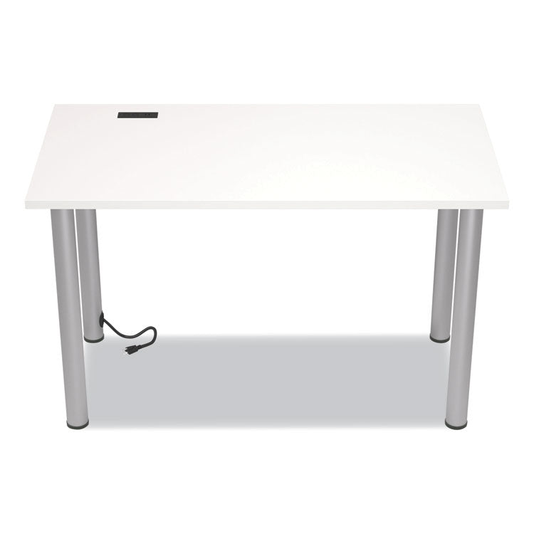 Essentials Writing Table-Desk with Integrated Power Management, 47.5  x 23.7  x 28.8 , White/Aluminum