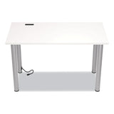 Essentials Writing Table-Desk with Integrated Power Management, 47.5  x 23.7  x 28.8 , White/Aluminum