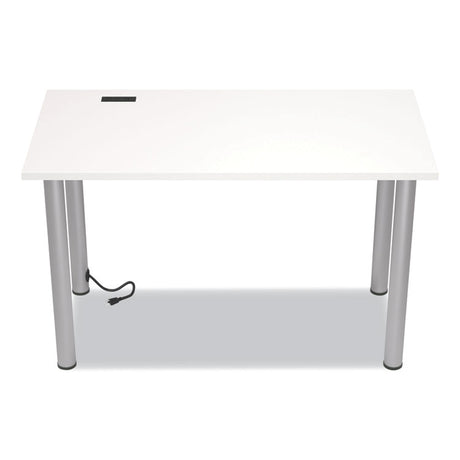 Essentials Writing Table-Desk with Integrated Power Management, 47.5  x 23.7  x 28.8 , White/Aluminum