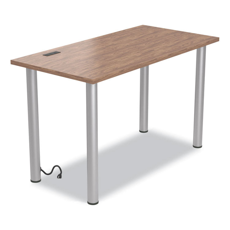 Essentials Writing Table-Desk with Integrated Power Management, 47.5  x 23.7  x 28.8 , Espresso/Aluminum