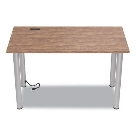 Essentials Writing Table-Desk with Integrated Power Management, 47.5  x 23.7  x 28.8 , Espresso/Aluminum