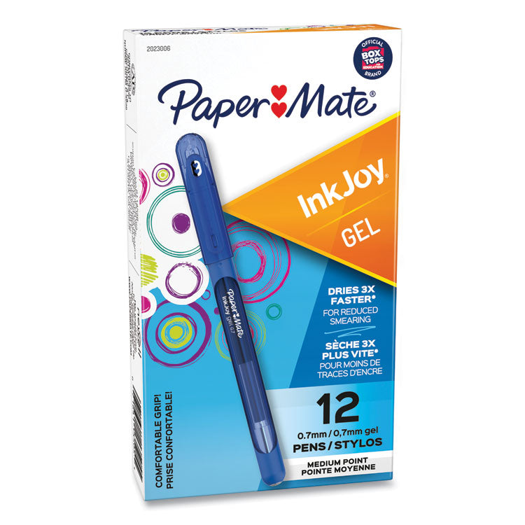 InkJoy Gel Pen, Stick, Medium 0.7 mm, Blue Ink, Translucent Blue Barrel, Dozen