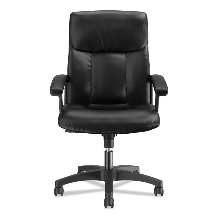 HVL151 Executive High-Back Leather Chair, Supports Up to 250 lb, 17.75" to 21.5" Seat Height, Black