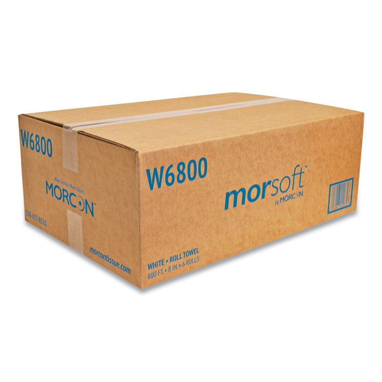 Morsoft Universal Roll Towels, 1-Ply, 8" x 800 ft, White, 6 Rolls/Carton