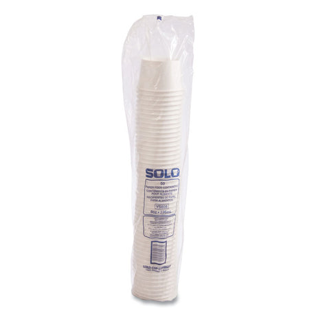 Double Poly Paper Food Containers, 8 oz, 3.8  Diameter x 2.4 h, White, 50/Pack, 20 Packs/Carton