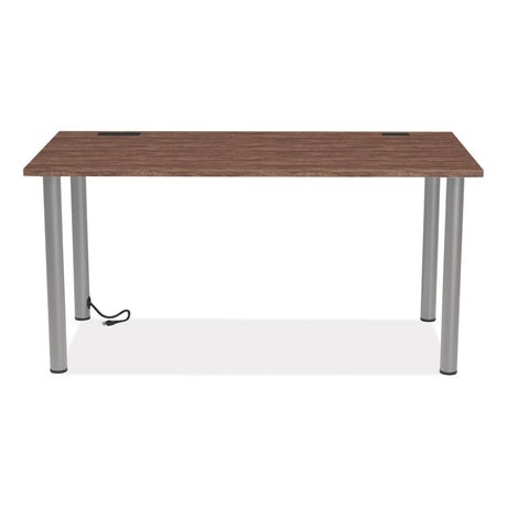 Essentials Writing Table-Desk with Integrated Power Management, 59.7  x 29.3  x 28.8 , Espresso/Aluminum
