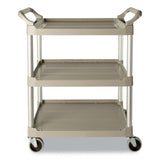 Three-Shelf Service Cart, Plastic, 3 Shelves, 200 lb Capacity, 18.63" x 33.63" x 37.75", Off-White