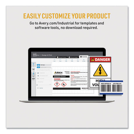UltraDuty GHS Chemical Waterproof and UV Resistant Labels, 2 x 4, White, 10/Sheet, 50 Sheets/Box