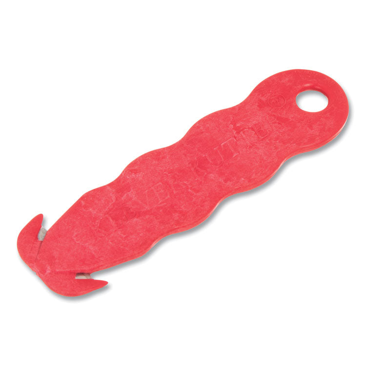 Klever Kutter Safety Cutter, 3 Razor Blades, 1" Blade, 4" Plastic Handle, Red