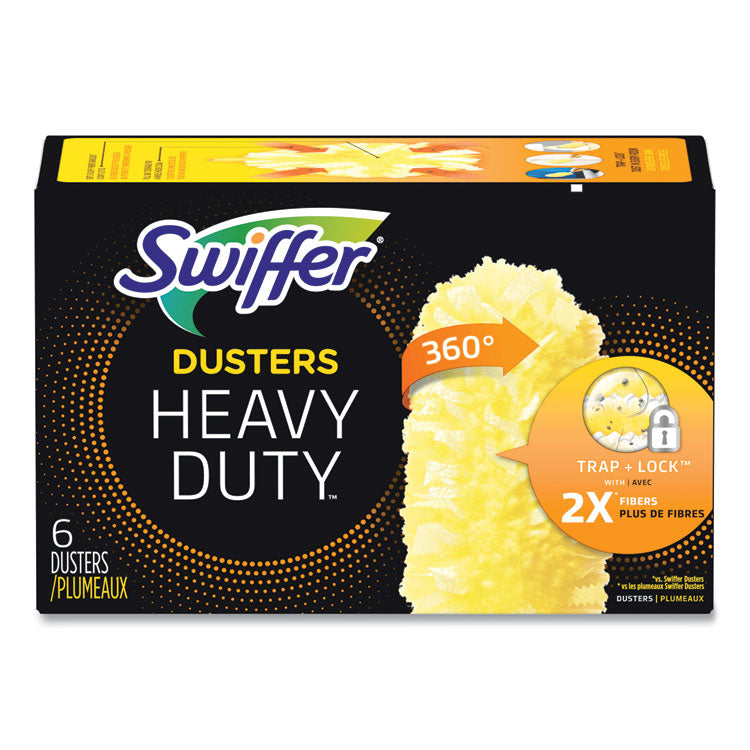 Heavy Duty Dusters Refill, Dust Lock Fiber, Yellow, 6/Box, 4 Boxes/Carton