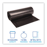 Recycled Low-Density Polyethylene Can Liners, 60 gal, 1.8 mil, 38" x 58", Black, 10 Bags/Roll, 10 Rolls/Carton