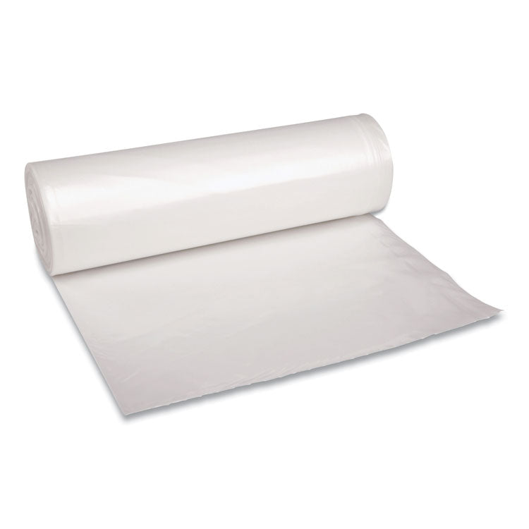 Recycled Low-Density Polyethylene Can Liners, 60 gal, 1.4 mil, 38  x 58 , Clear, Perforated, 10 Bags/Roll, 10 Rolls/Carton