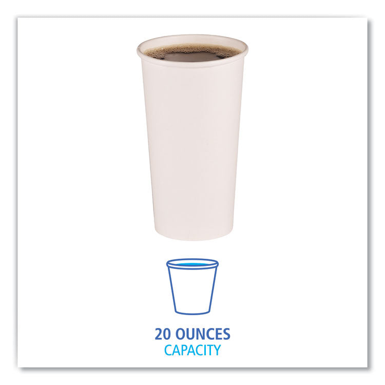 Paper Hot Cups, 20 oz, White, 50/Sleeve, 12 Sleeves/Carton
