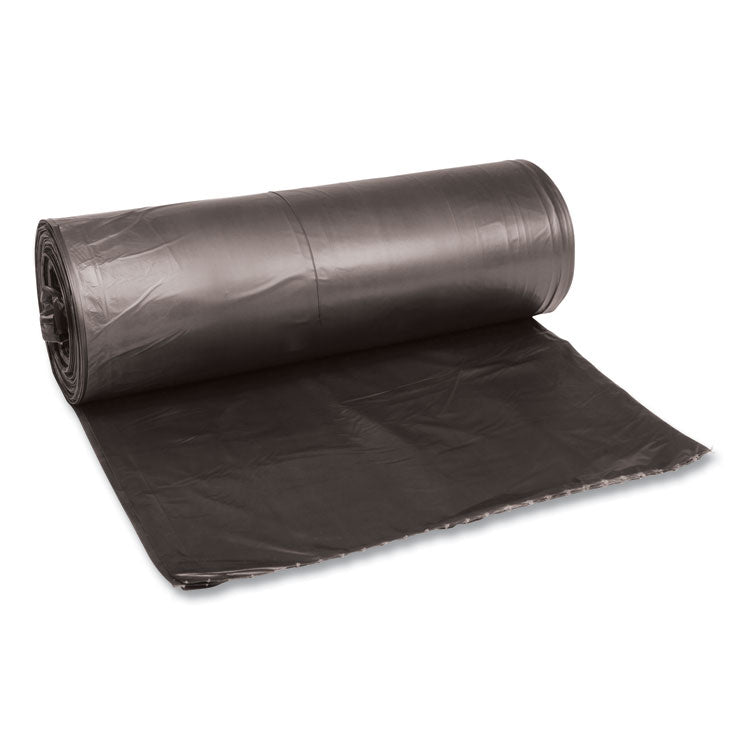 Low-Density Waste Can Liners, 60 gal, 0.65 mil, 38  x 58 , Black, Perforated Roll, 25 Bags/Roll, 4 Rolls/Carton