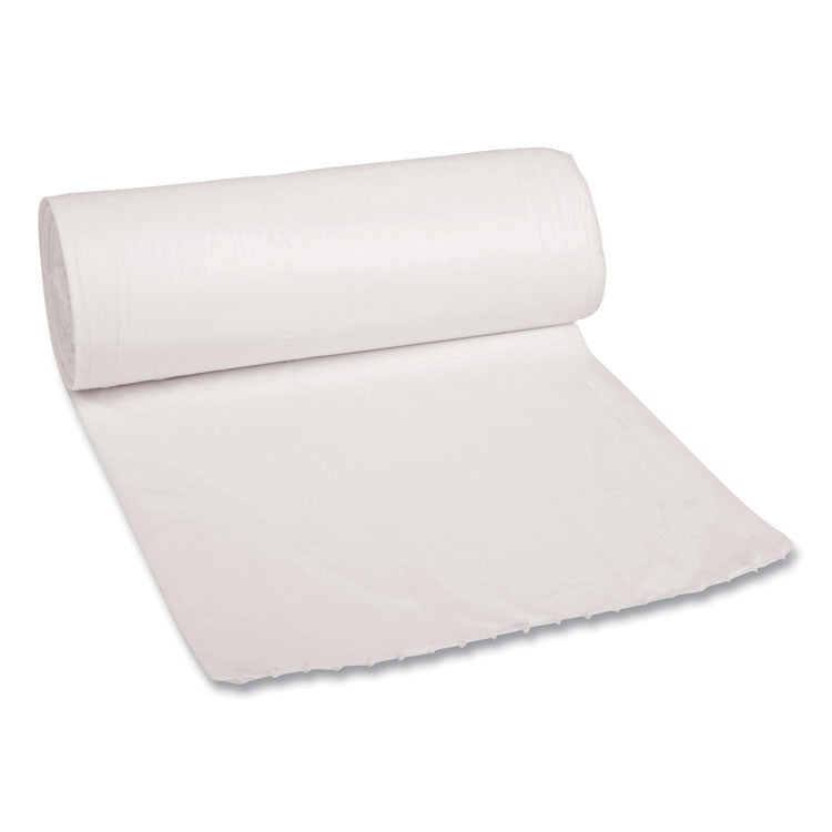 Low-Density Waste Can Liners, 30 gal, 0.6 mil, 30  x 36 , White, Perforated Roll, 25 Bags/Roll, 8 Rolls/Carton