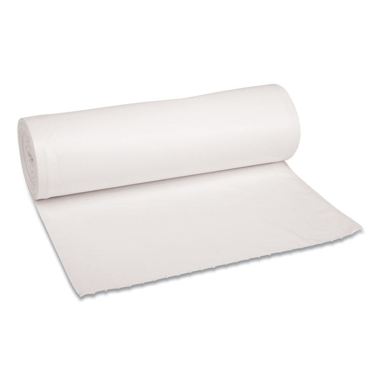 Low-Density Waste Can Liners, 60 gal, 0.6 mil, 38  x 58 , White, Perforated Roll, 25 Bags/Roll, 4 Rolls/Carton