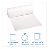 Low-Density Waste Can Liners, 10 gal, 0.4 mil, 24  x 23 , White, Perforated Roll, 25 Bags/Roll, 20 Rolls/Carton