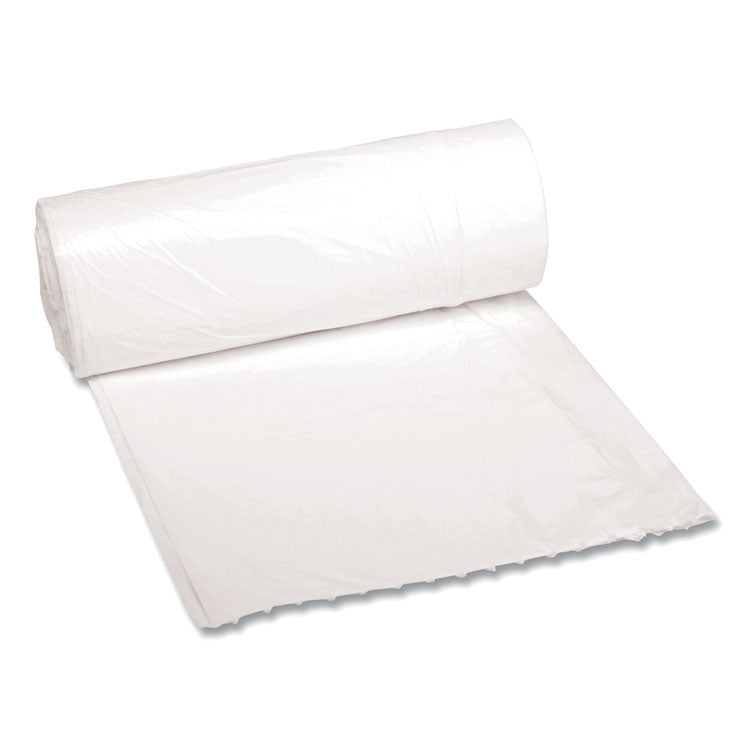 Low-Density Waste Can Liners, 10 gal, 0.4 mil, 24  x 23 , White, Perforated Roll, 25 Bags/Roll, 20 Rolls/Carton