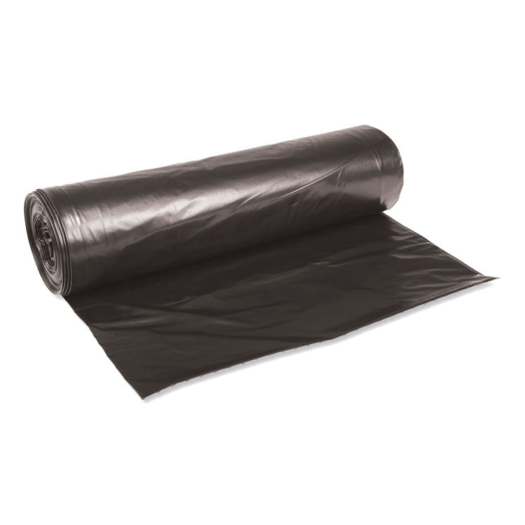 Low-Density Waste Can Liners, 45 gal, 0.6 mil, 40  x 46 , Black, Perforated Roll, 25 Bags/Roll, 4 Rolls/Carton