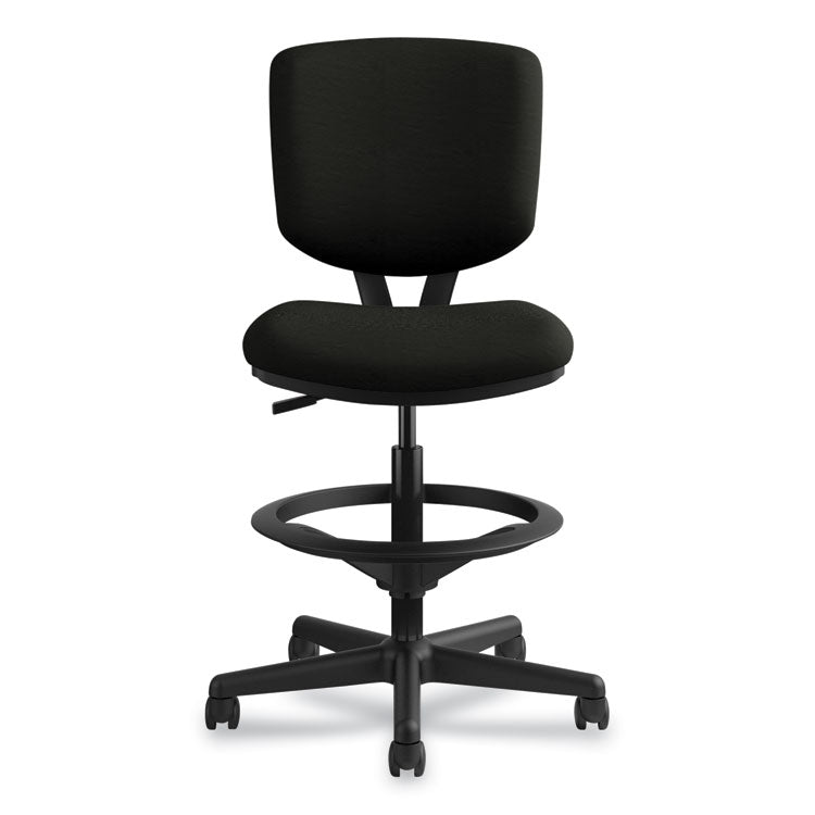 Volt Series Leather Adjustable Task Stool, Supports Up to 275 lb, 22.88" to 32.38" Seat Height, Black