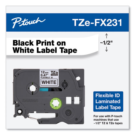 Flexible ID Tape, 0.47" x 26.2 ft, Black on White