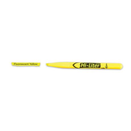 HI-LITER Pen-Style Highlighters, Fluorescent Yellow Ink, Chisel Tip, Yellow/Black Barrel, Dozen